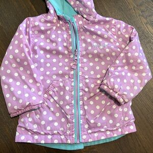 Osh kosh fleece lined pink rain jacket with hood